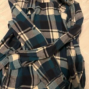 American Eagle Blue and White Plaid Shirt